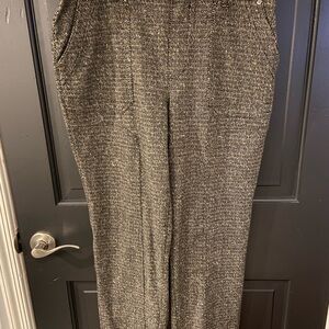 Democracy Tweed Wide-Leg Pants in Black and White Herringbone